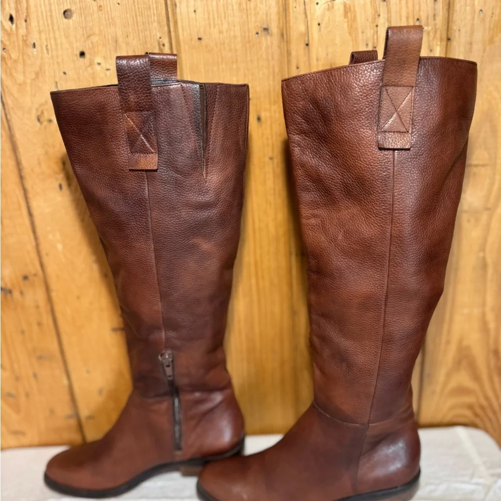 Arturo Chiang Tall Brown Leather Riding Boots 5.5 M - Picture 13 of 14